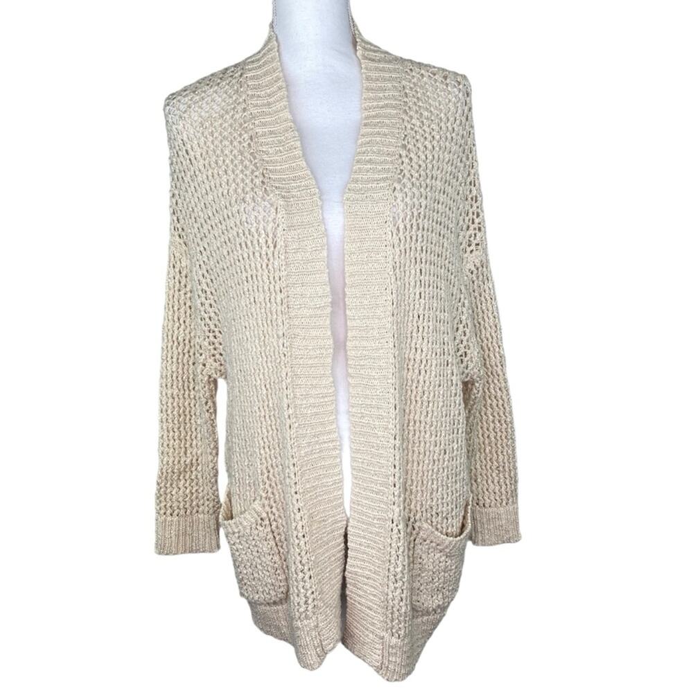 ASTR the Label Women's Chunky Cardigan Sweater Cream Size L